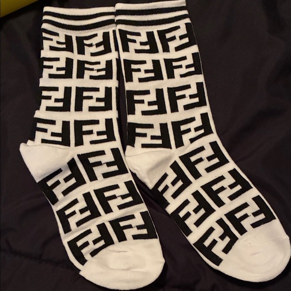 Fendi Black and White Monogram Socks - Picture 3 of 4